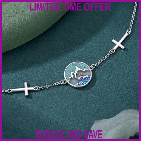 Sterling Silver Mustard Seed Cross Bracelet Christian Faith Jewelry - Picture 3 of 8